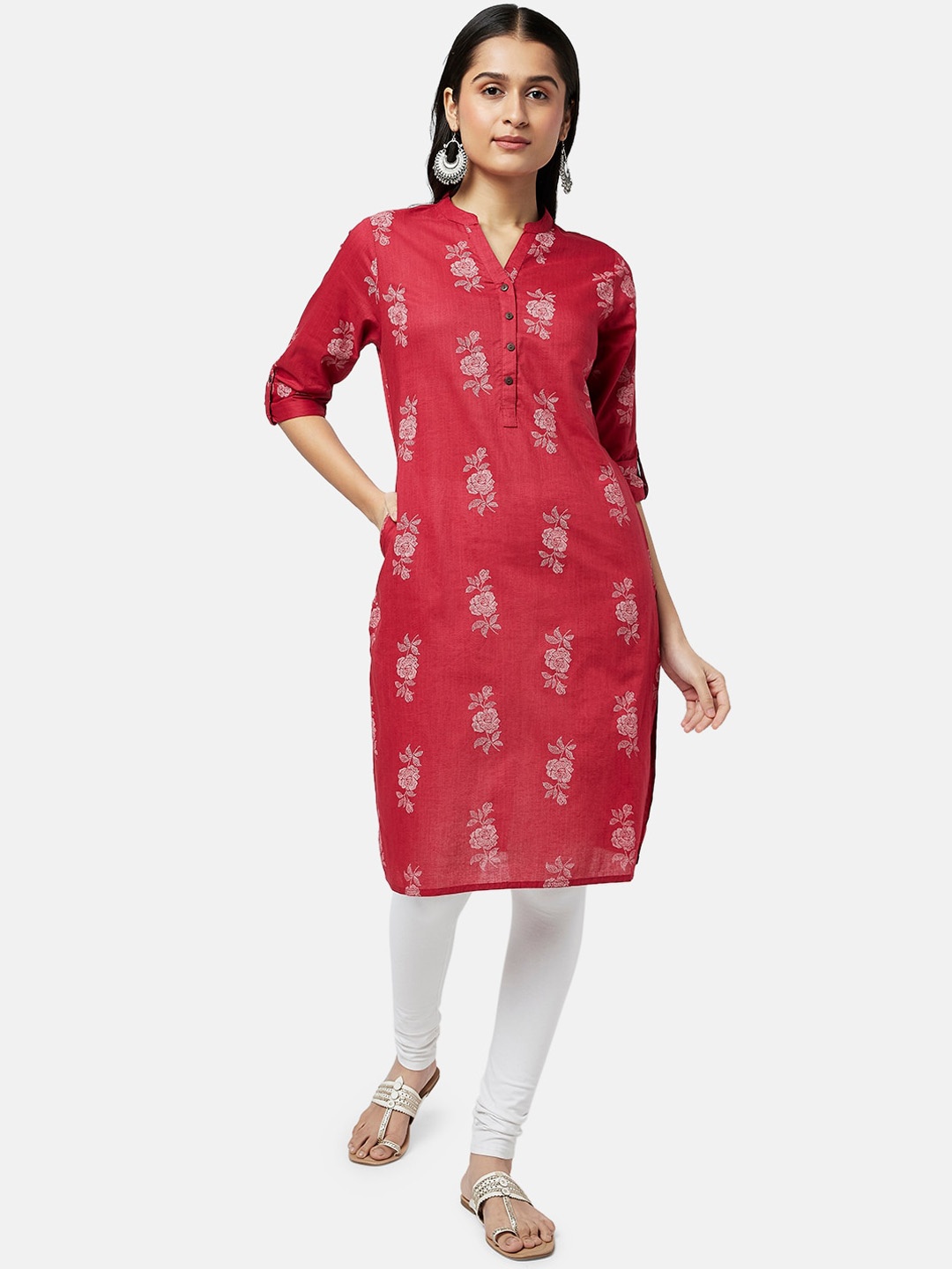 

RANGMANCH BY PANTALOONS Women Red Floral Printed Kurta