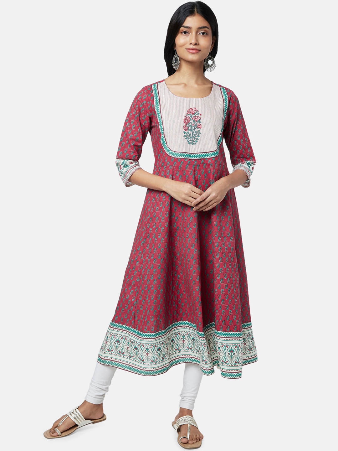 

RANGMANCH BY PANTALOONS Women Red Ethnic Motifs Printed Anarkali Kurta