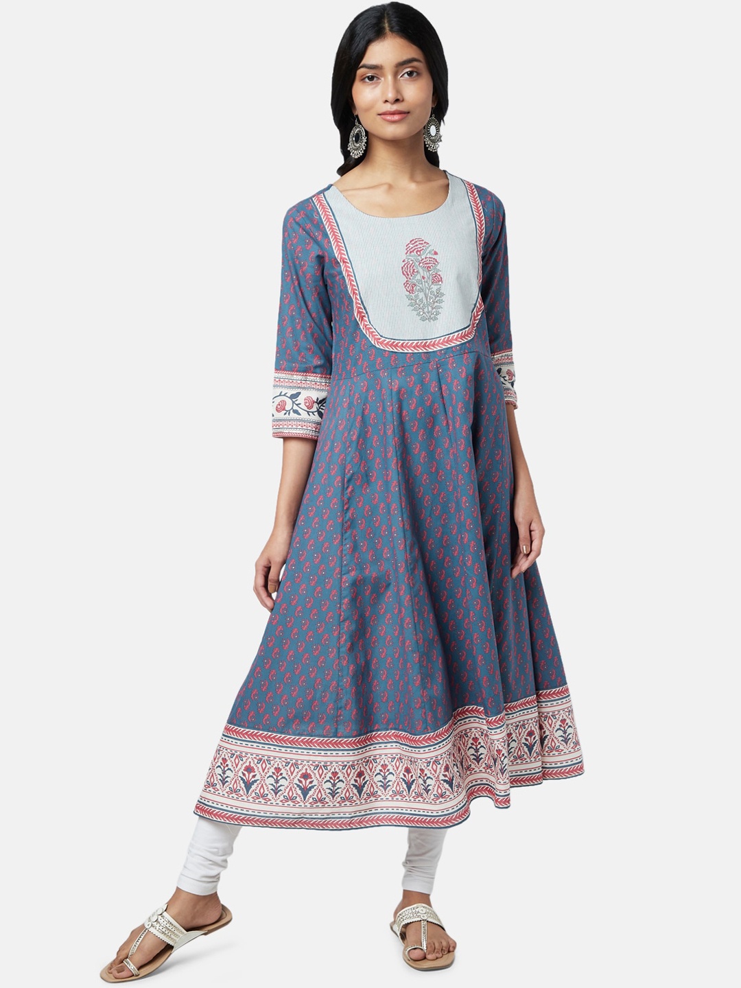 

RANGMANCH BY PANTALOONS Women Blue Ethnic Motifs Printed Anarkali Kurta