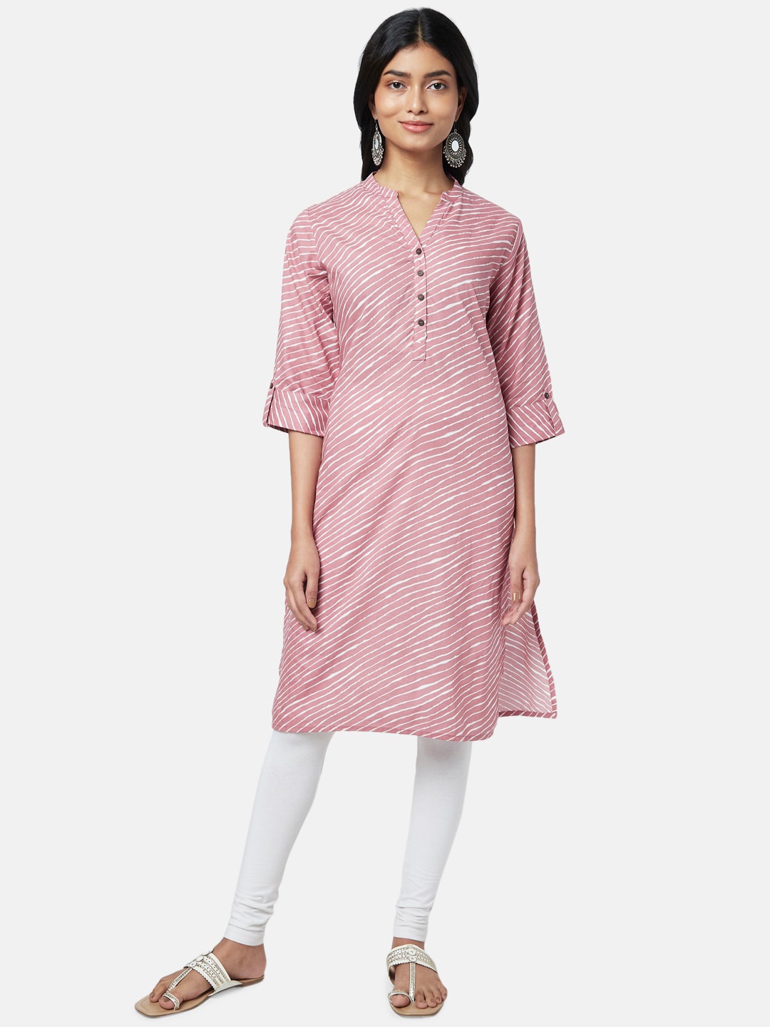 

RANGMANCH BY PANTALOONS Women Pink Geometric Striped Kurta