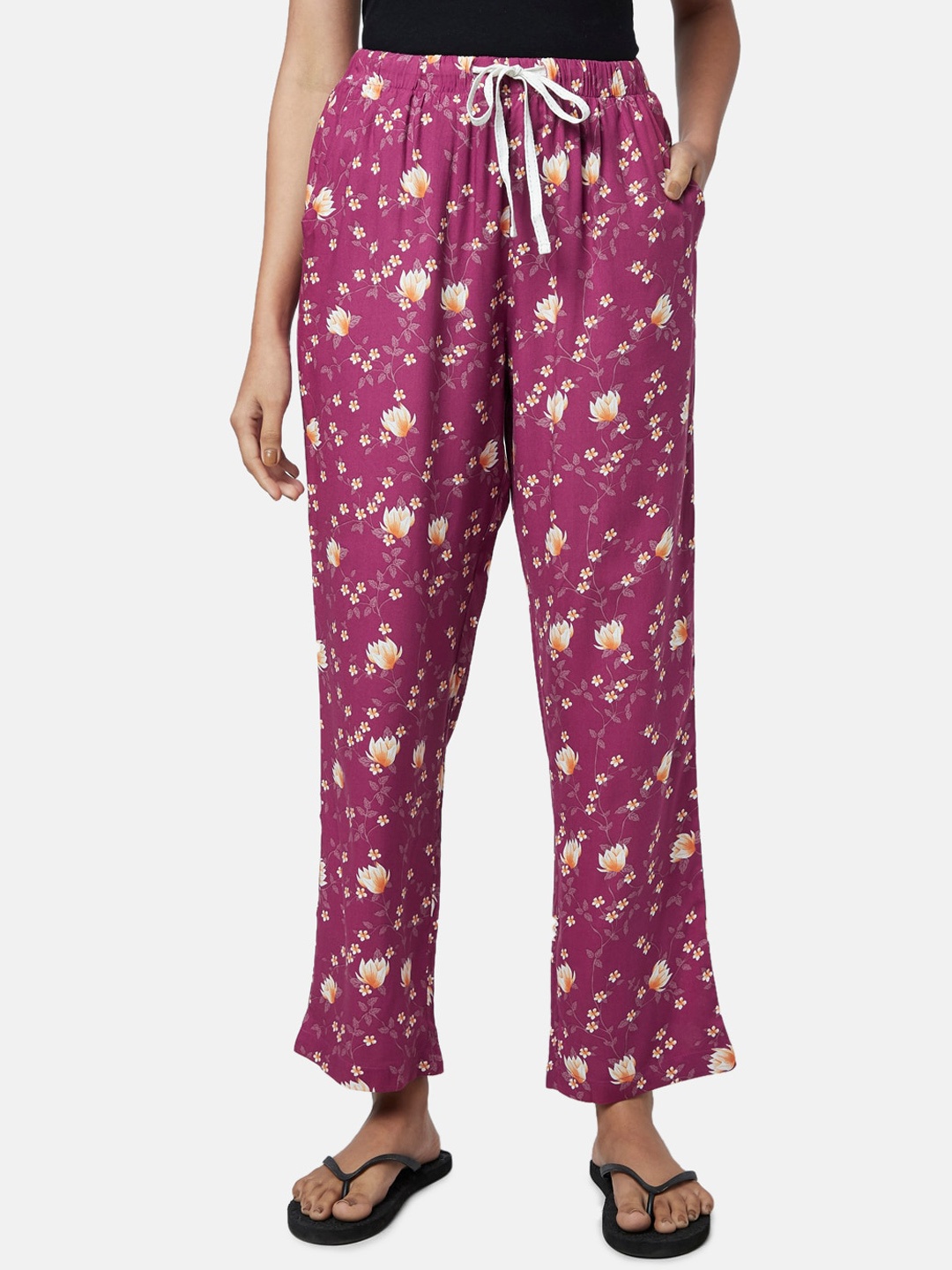 

Dreamz by Pantaloons Women Printed Lounge Pants, Mauve
