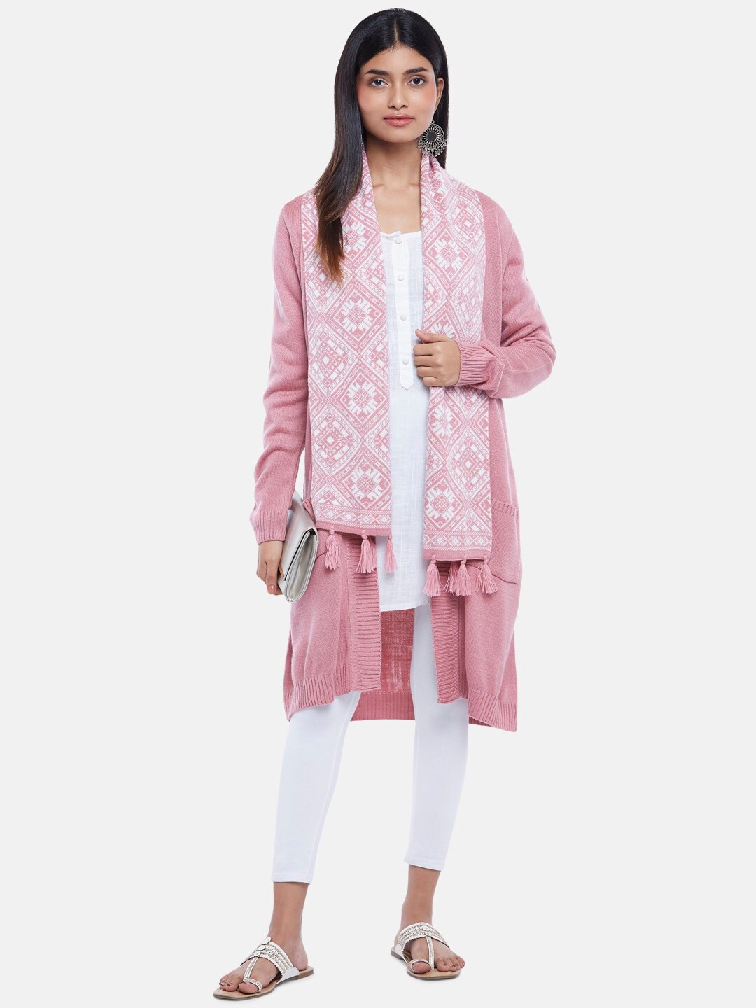 

RANGMANCH BY PANTALOONS Women Pink Longline Shrug