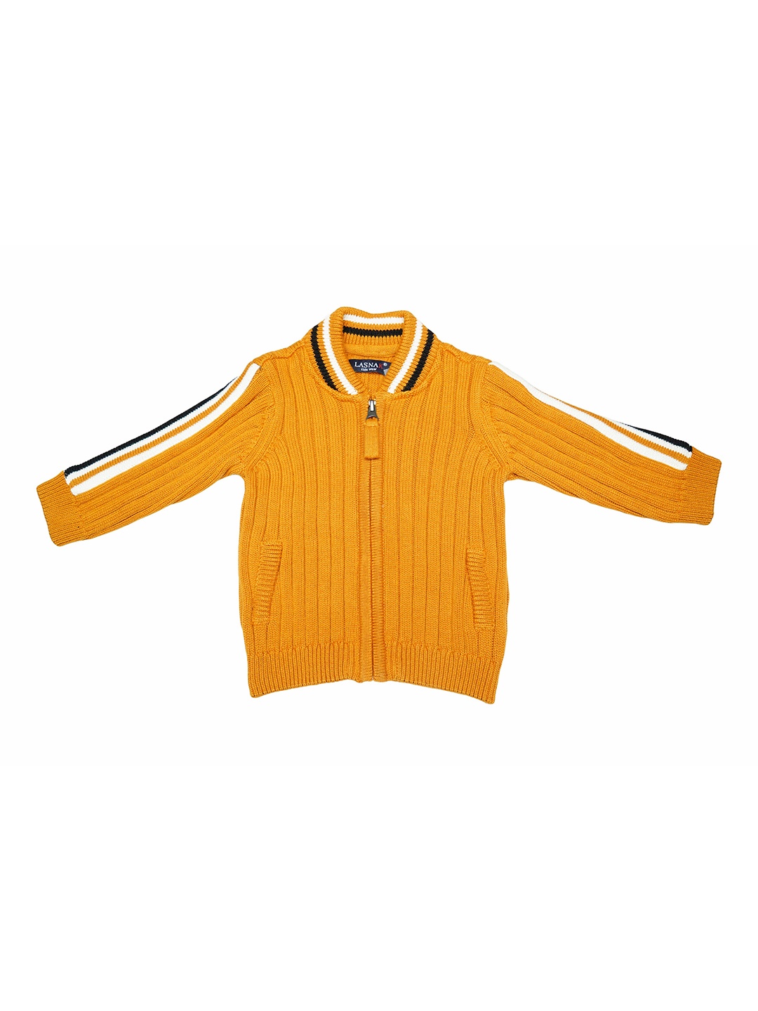 

LASNAK Girls Mustard Striped Sweater
