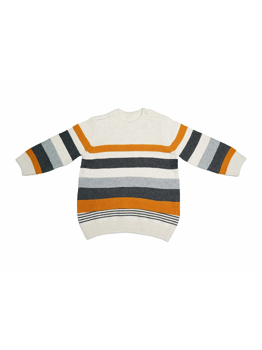 

LASNAK Girls Off White & Black Striped Pullover