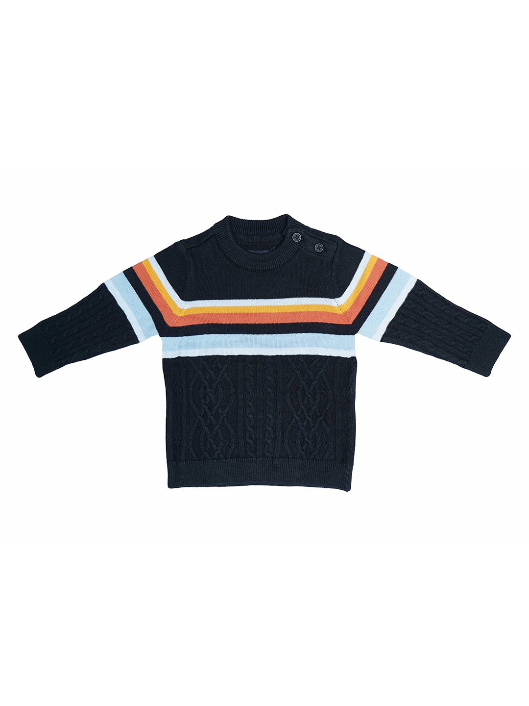 

LASNAK Girls Navy Blue & Black Colourblocked Pullover