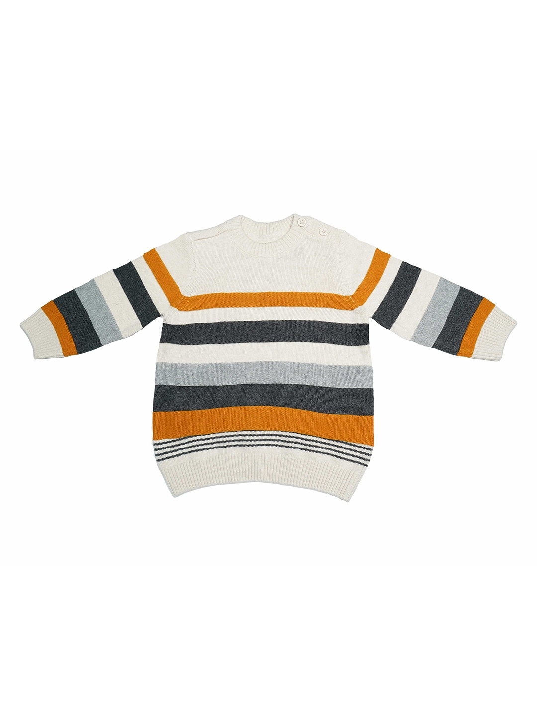 

LASNAK Girls Off White & Black Striped Pullover