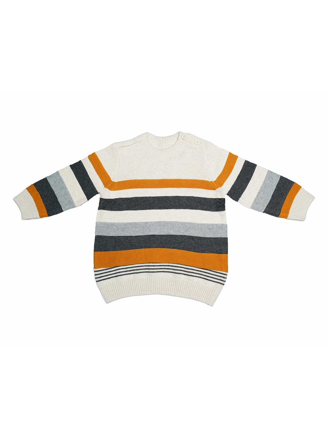 

LASNAK Girls Off White & Black Striped Pullover