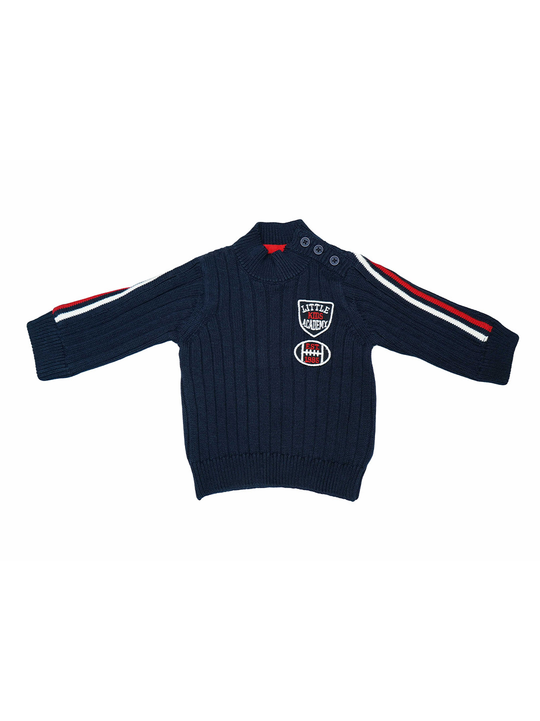 

LASNAK Girls Navy Blue & White Cable Knit Pullover