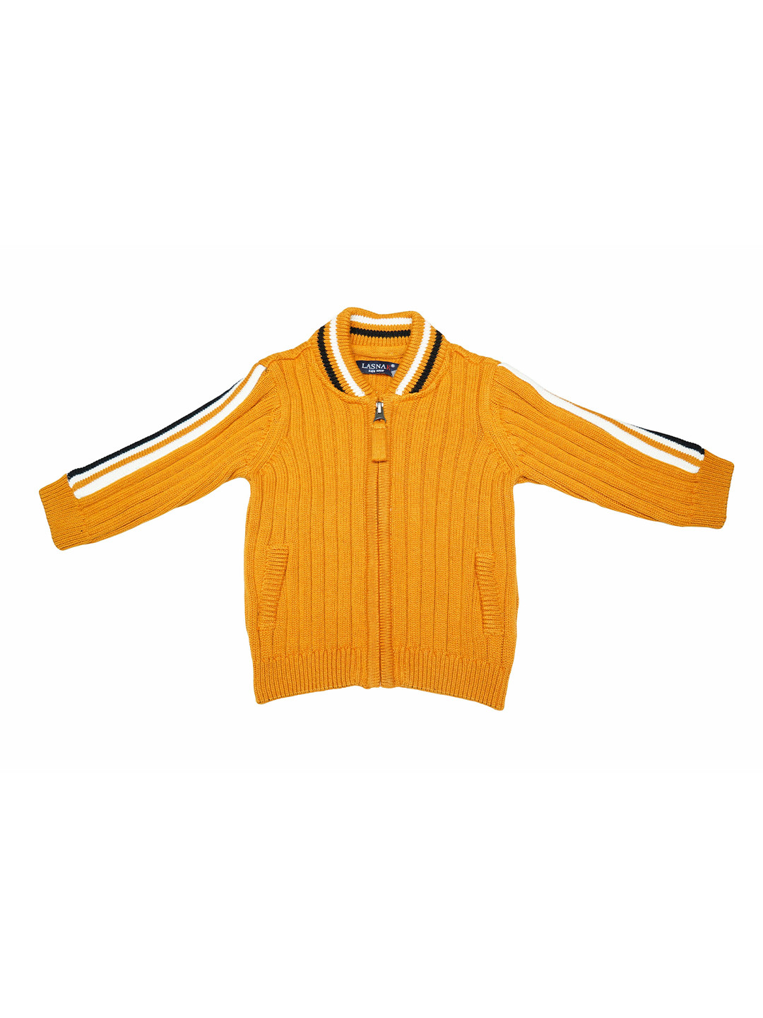 

LASNAK Girls Mustard Cardigan with Zip Detail