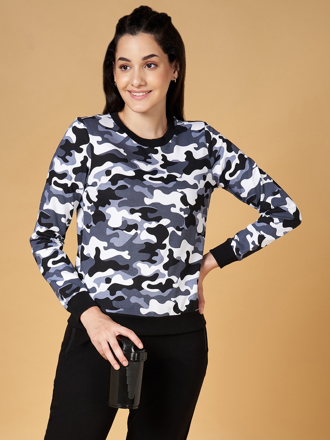 

Ajile by Pantaloons Women Grey Camouflage Printed Sweatshirt