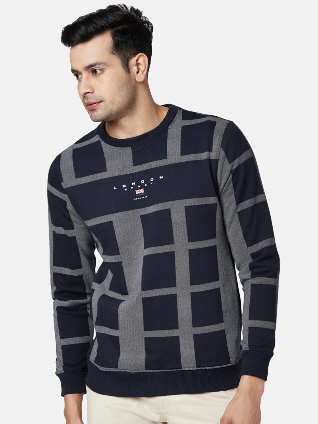 

BYFORD by Pantaloons Men Navy Blue Printed Sweatshirt