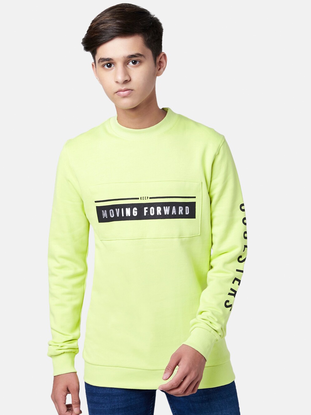 

Coolsters by Pantaloons Boys Lime Green Printed Cotton Sweatshirt