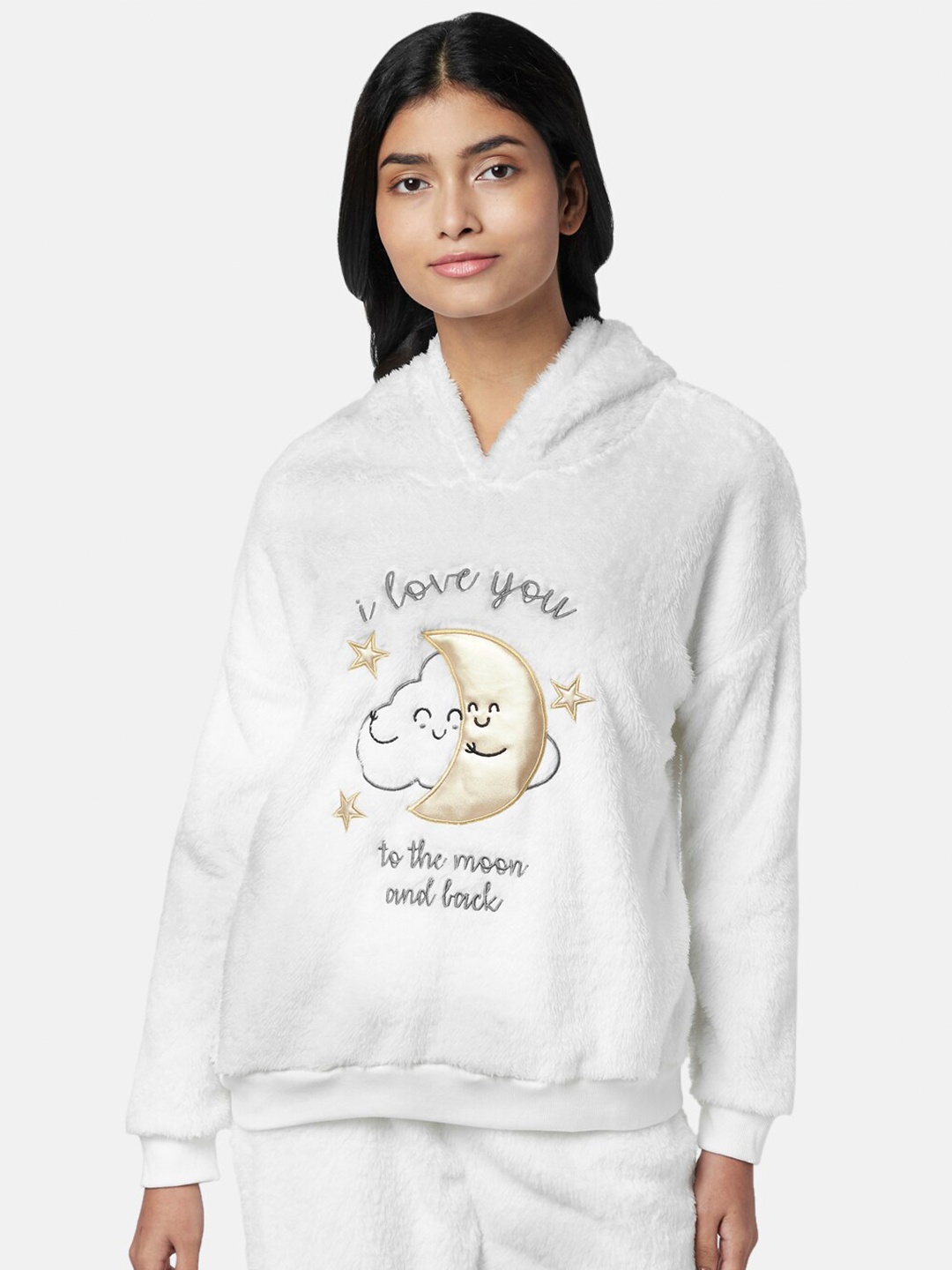 

Dreamz by Pantaloons Women White Typography Pullover with Embroidered Detail