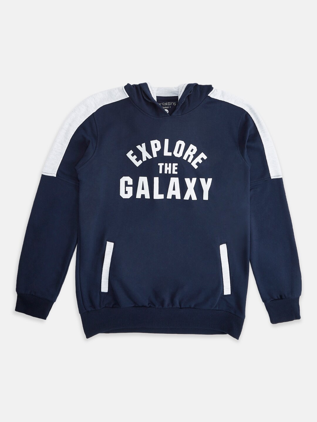 

Pantaloons Junior Boys Navy Blue Cotton Printed Hooded Sweatshirt
