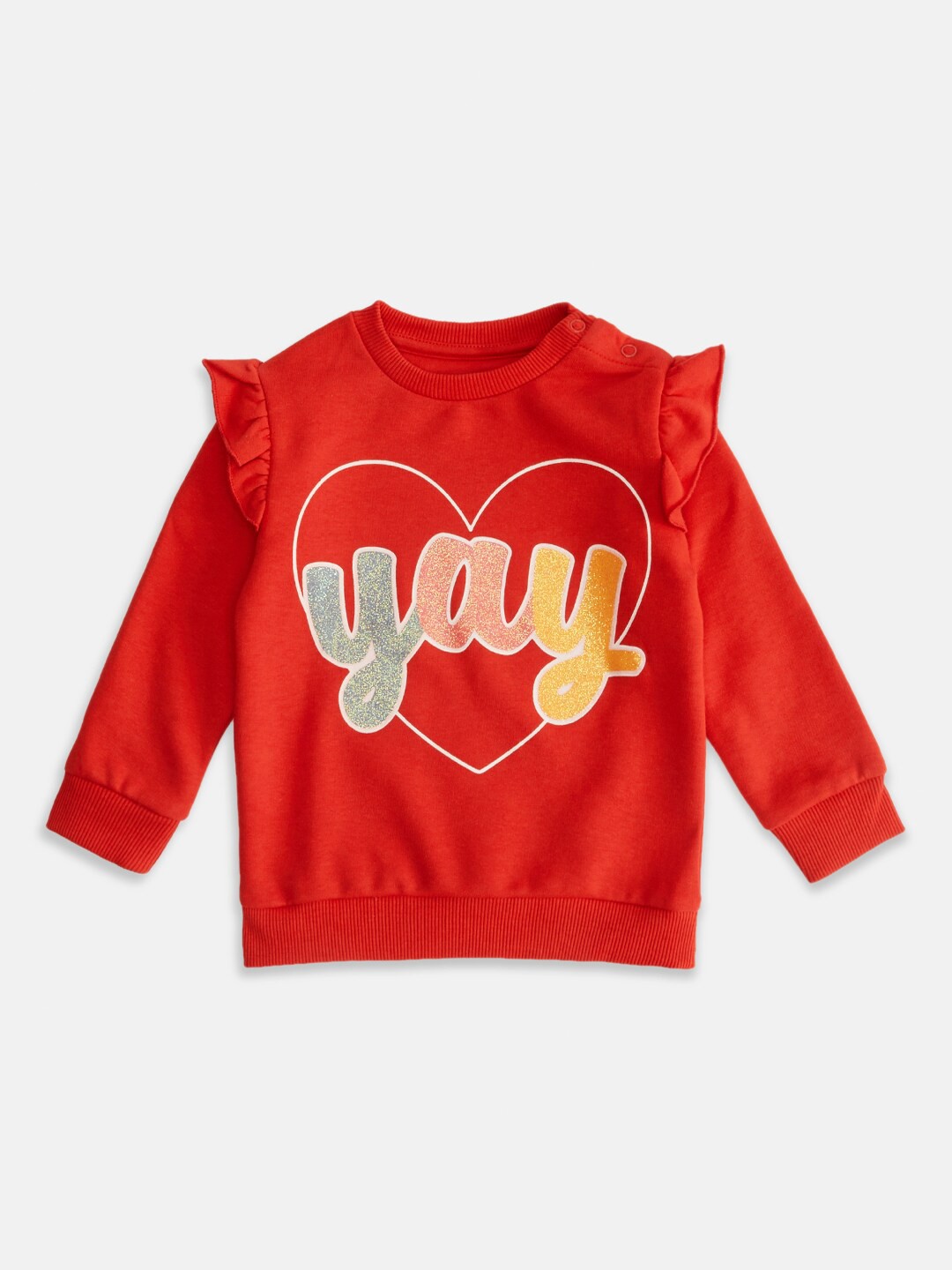 

Pantaloons Baby Girls Red Cotton Printed Sweatshirt