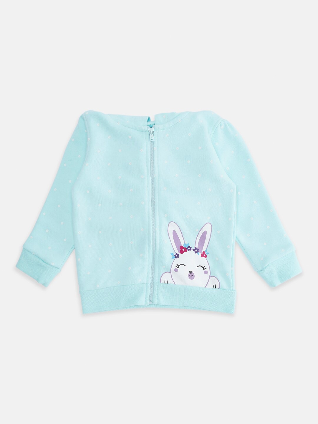 

Pantaloons Baby Girls Blue Cotton Printed Hooded Sweatshirt