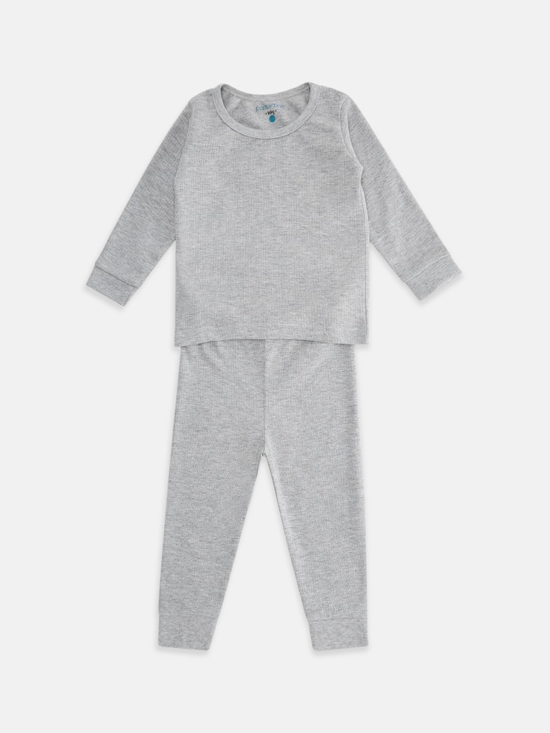 

Pantaloons Baby Infants Grey Melange Solid Thermal Top & Bottom