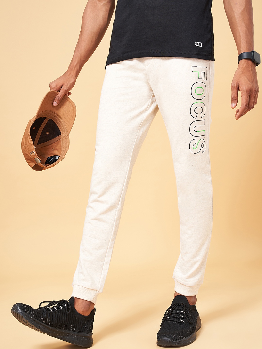 

Ajile by Pantaloons Men Off-White Solid Slim-Fit Joggers