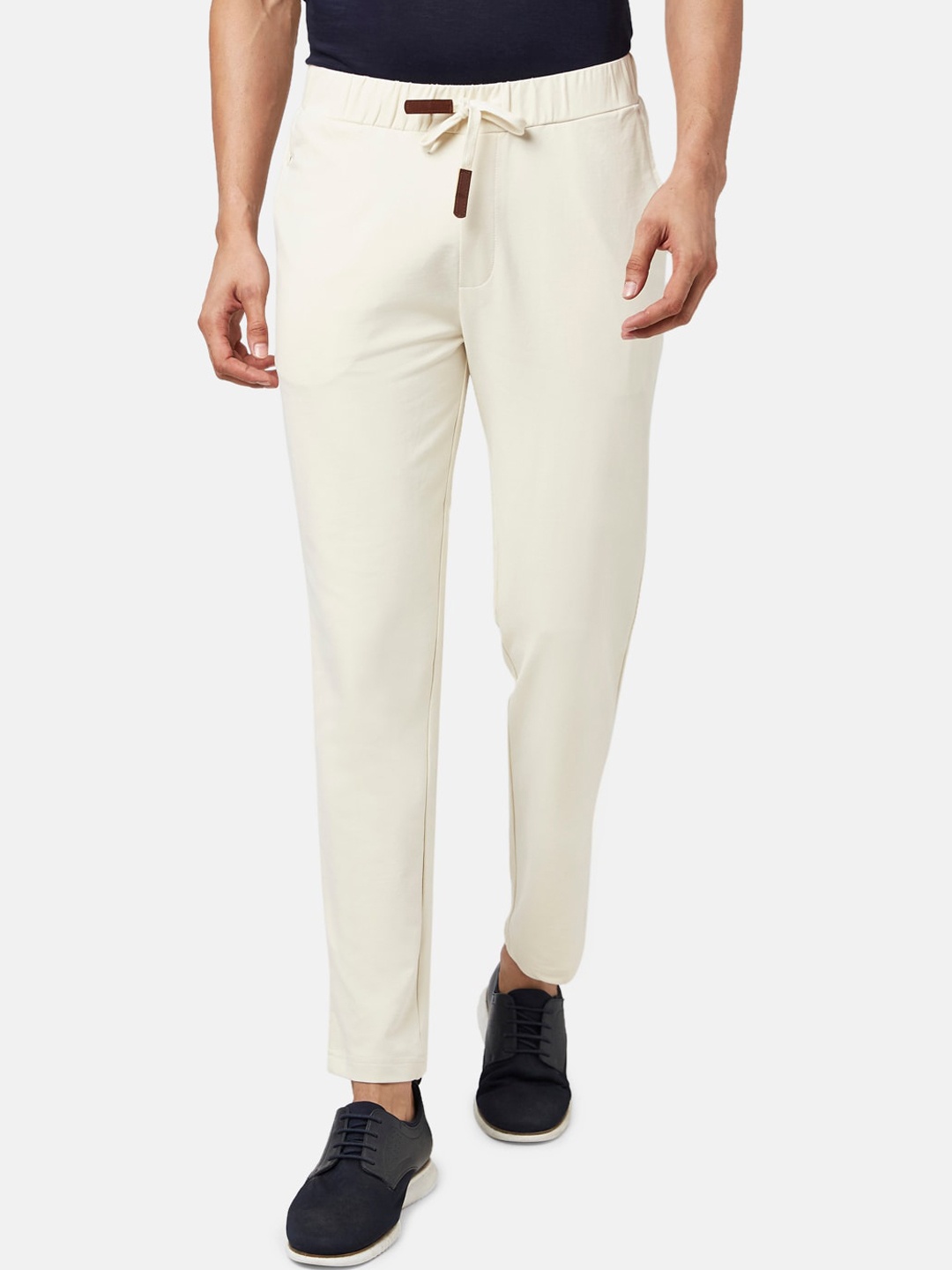 

Urban Ranger by pantaloons Men Off White Slim Fit Cotton Trousers