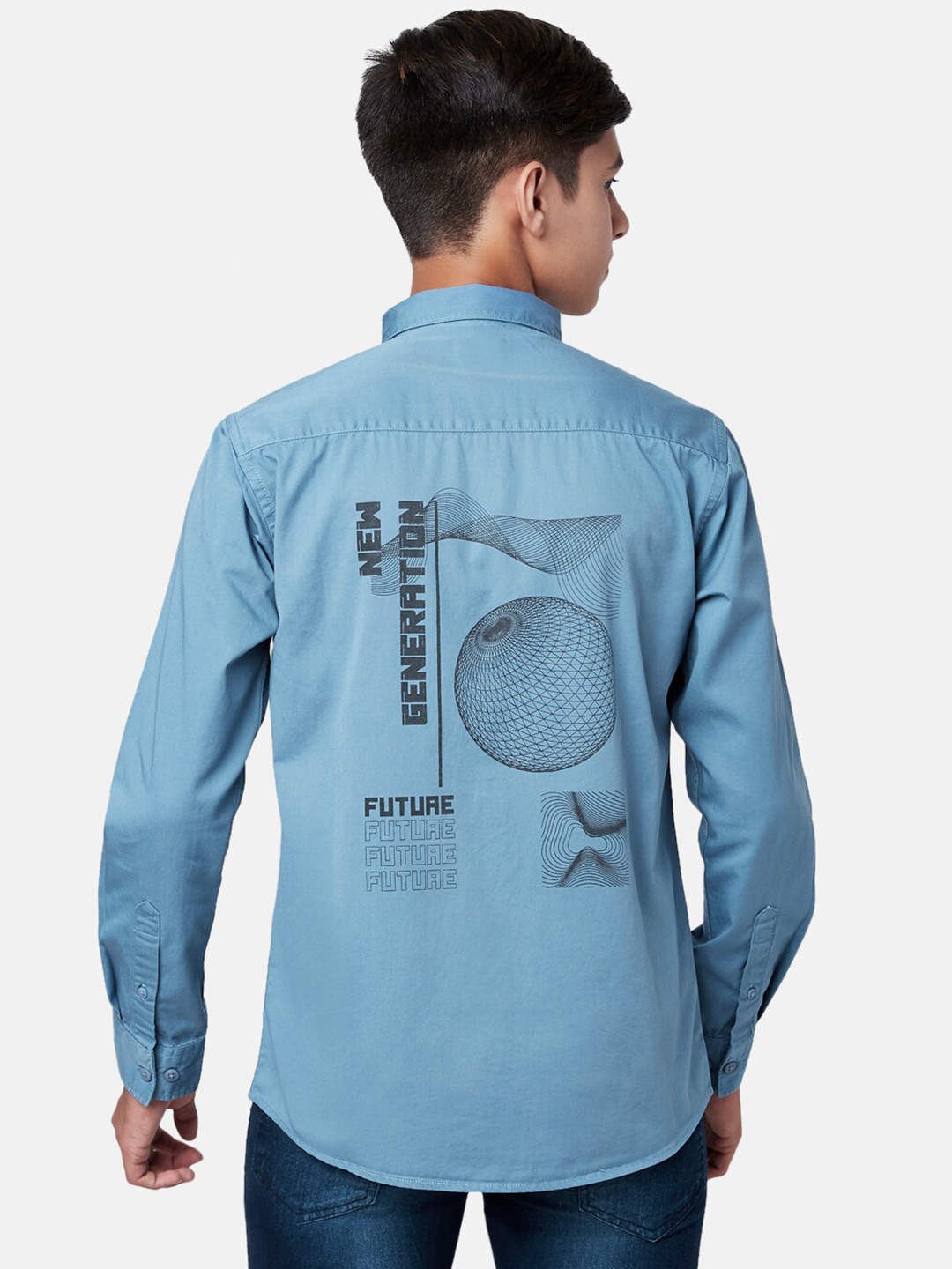 

Coolsters by Pantaloons Boys Blue Printed Cotton Casual Shirt