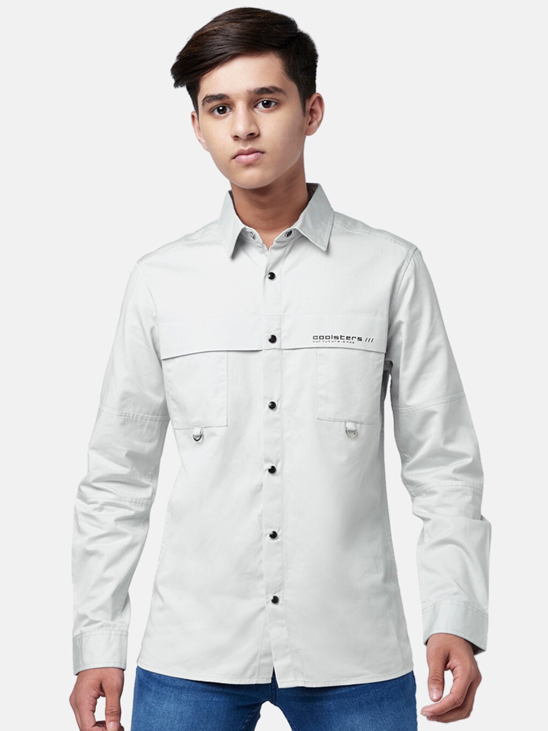 

Coolsters by Pantaloons Boys Grey Solid Cotton Casual Shirt