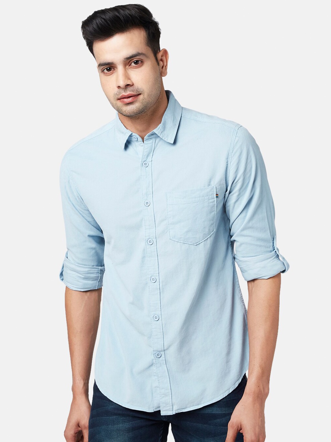 

Urban Ranger by pantaloons Men Blue Slim Fit Cotton Casual Shirt