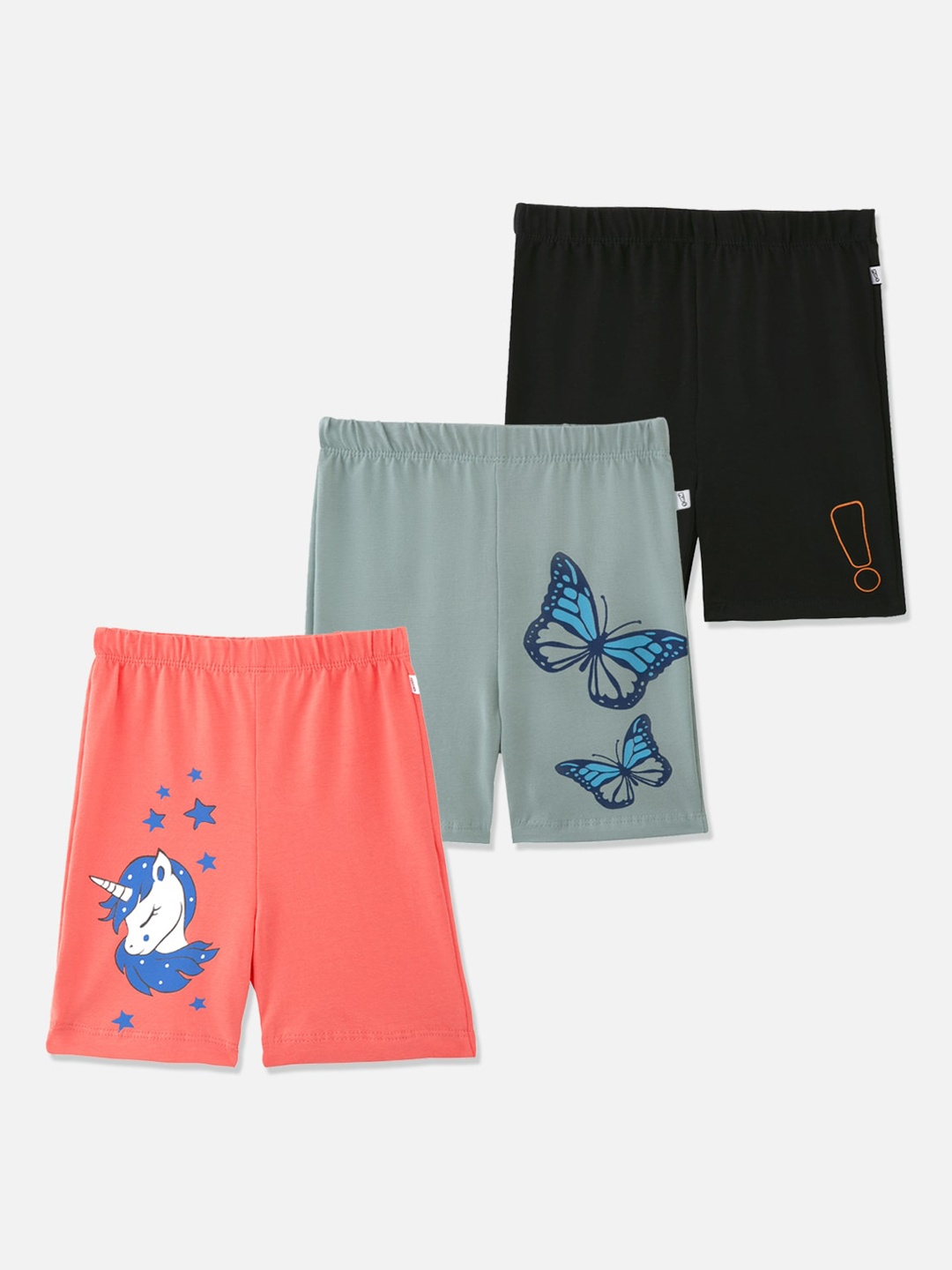 

You Got Plan B Girls Pack Of 3 Printed Antimicrobial Technology Cycling Shorts Shorts, Orange