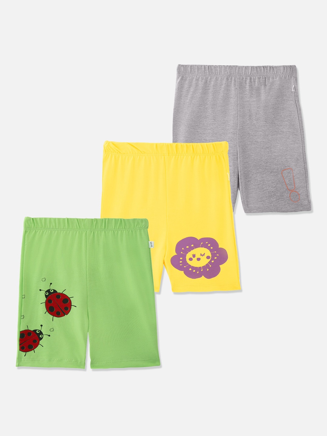 

You Got Plan B Girls Grey Printed Cycling Antimicrobial Technology Cotton Shorts