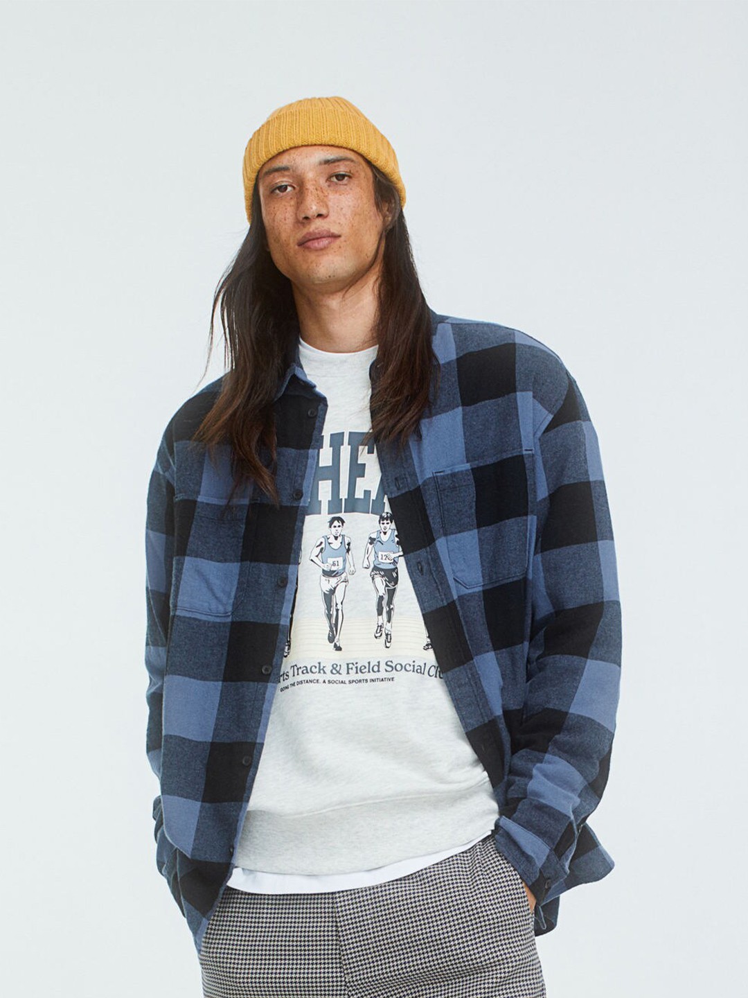 

H&M Men Blue Buffalo Checks Checked Casual Shirt