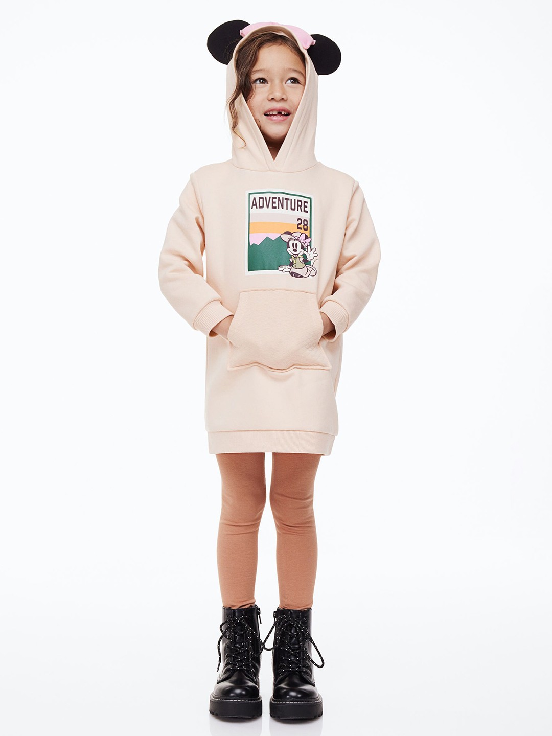 

H&M Girls 2-Piece Minnie Mouse Printed Sweatshirt Set, Peach