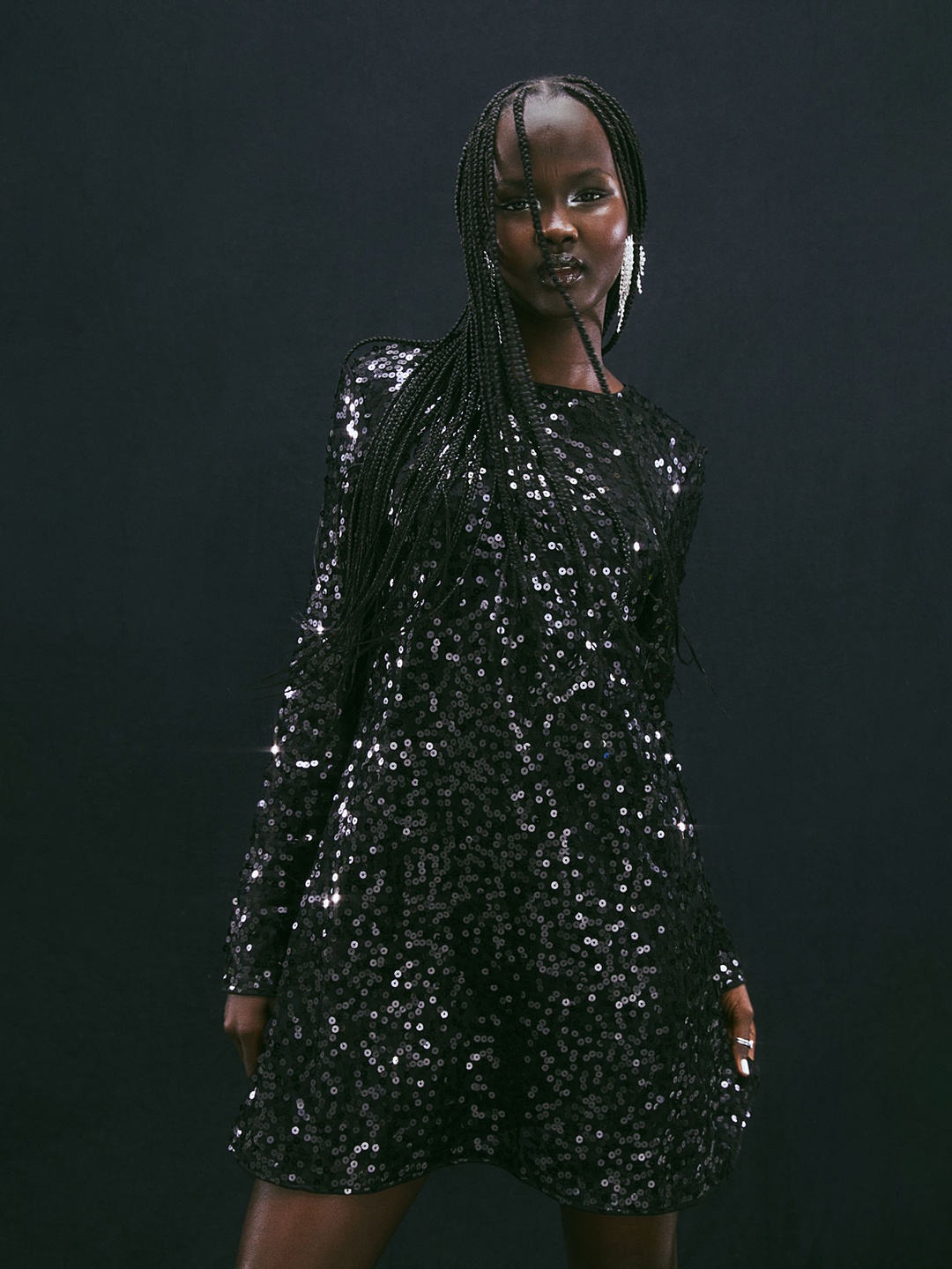 

H&M Open-Backed Sequined Dress, Black