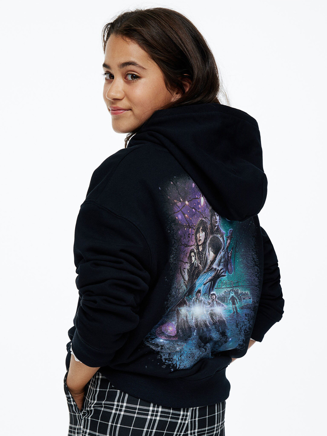 

H&M Girls Black Printed Sweatshirt