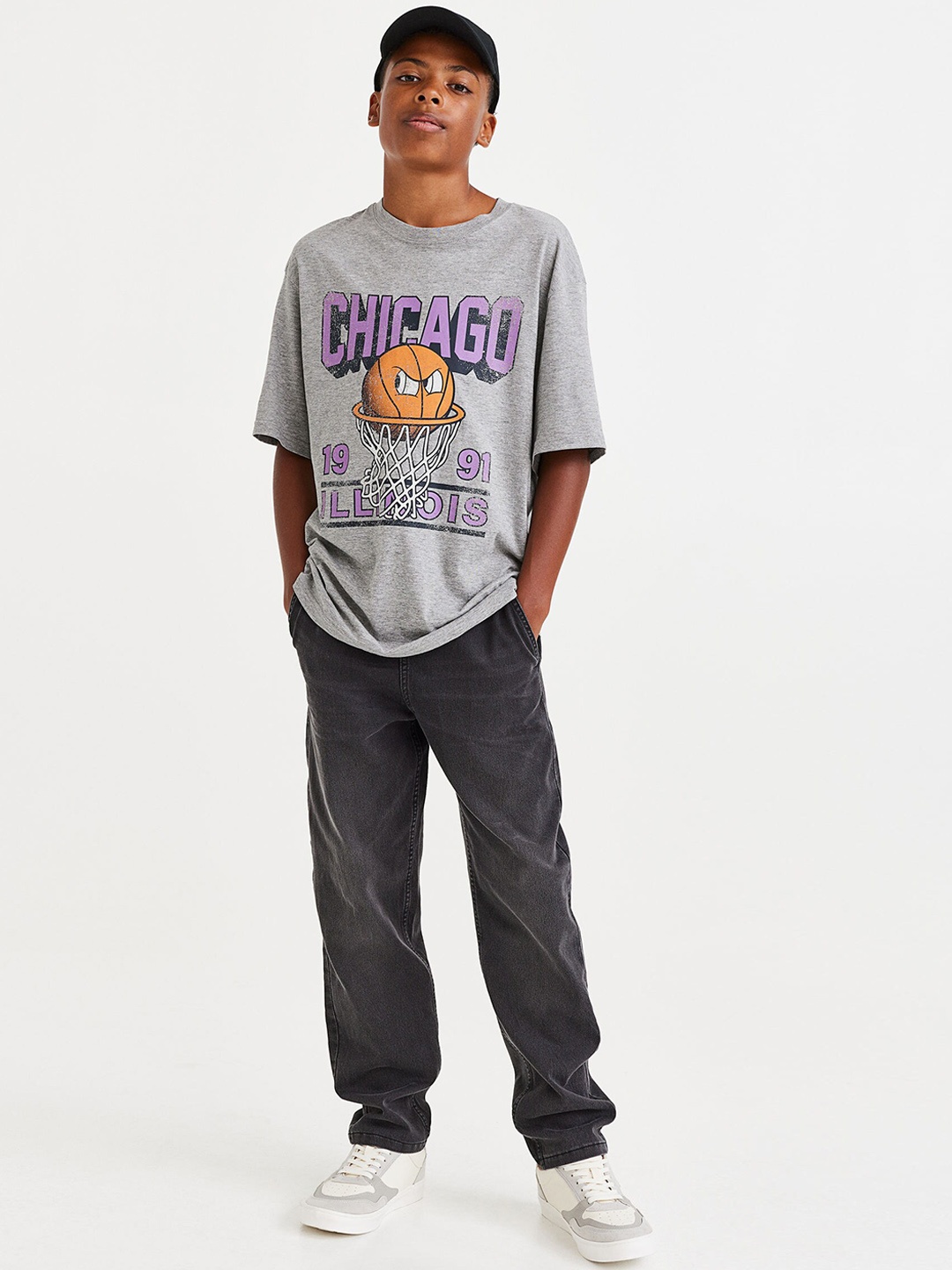 

H&M Boys Lined Denim Joggers, Charcoal