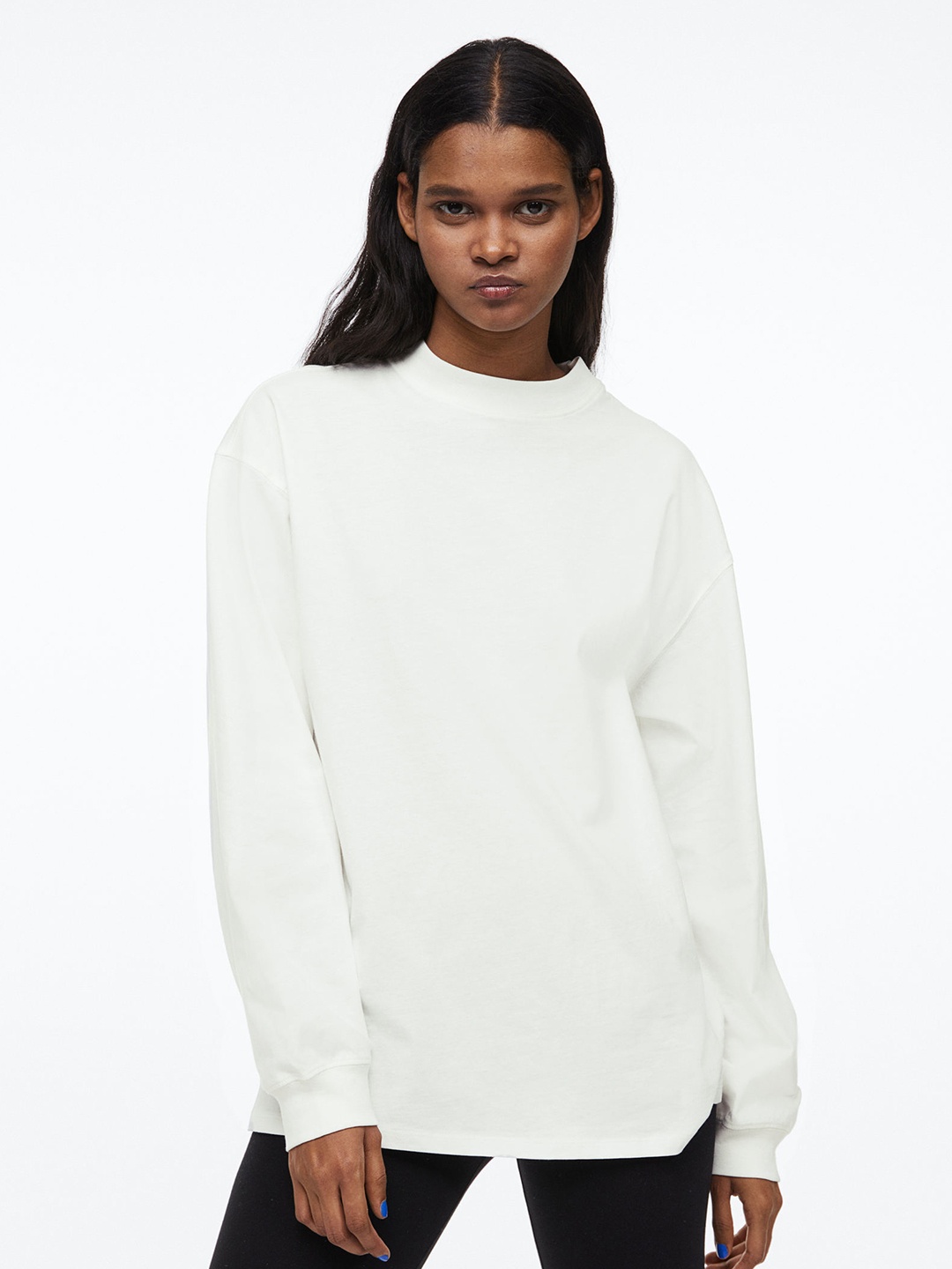 

H&M Long-Sleeved Jersey Top, White