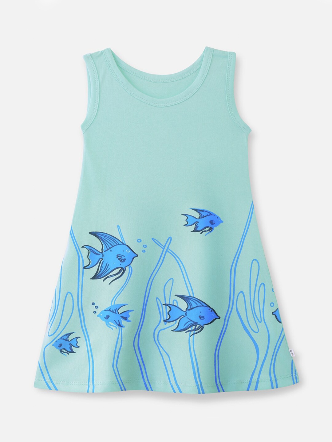 

You Got Plan B Girls Green Cotton A-Line Dress, Turquoise blue