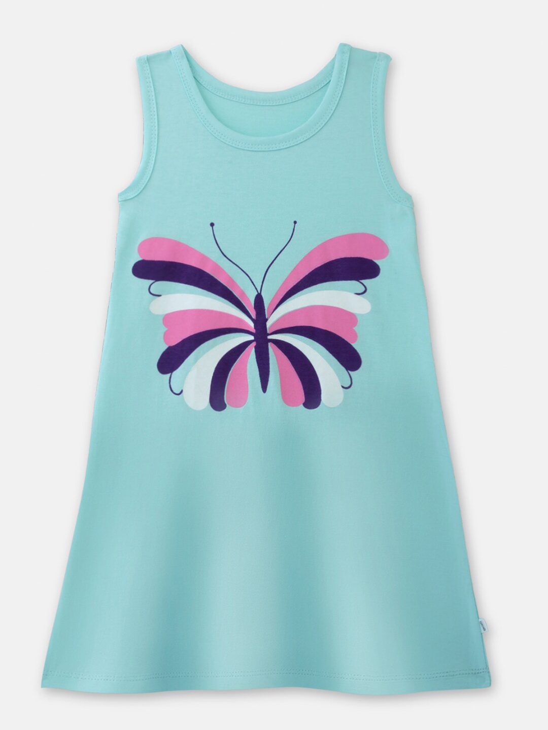 

You Got Plan B Girls Sea Green Printed Cotton A-Line Dress