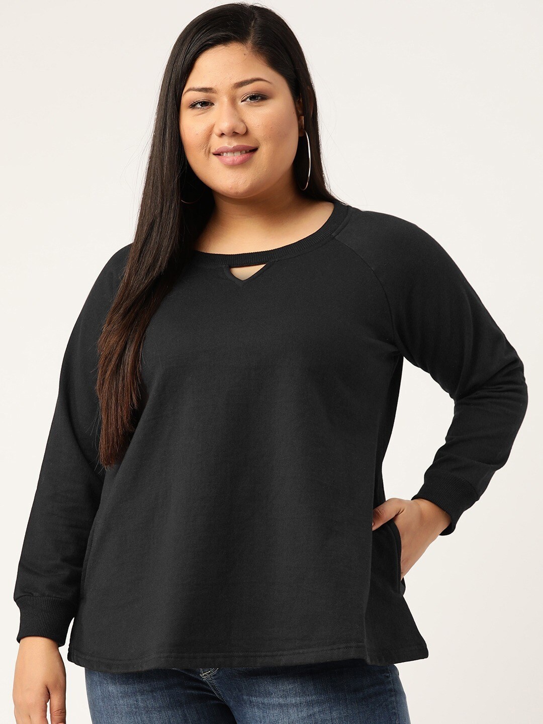 

theRebelinme Women Plus Size Black Sweatshirt