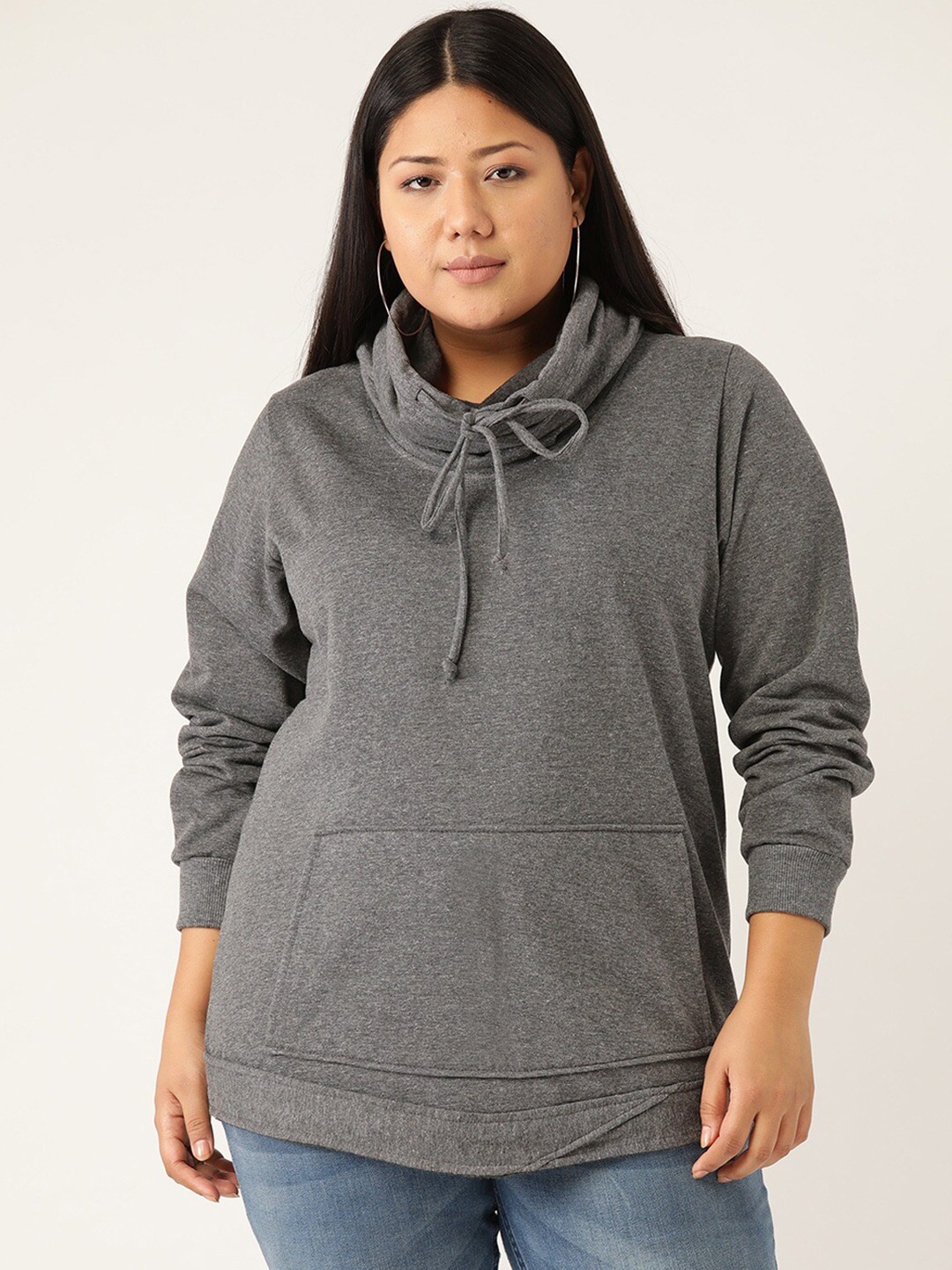 

theRebelinme Women Plus Size Charcoal Sweatshirt