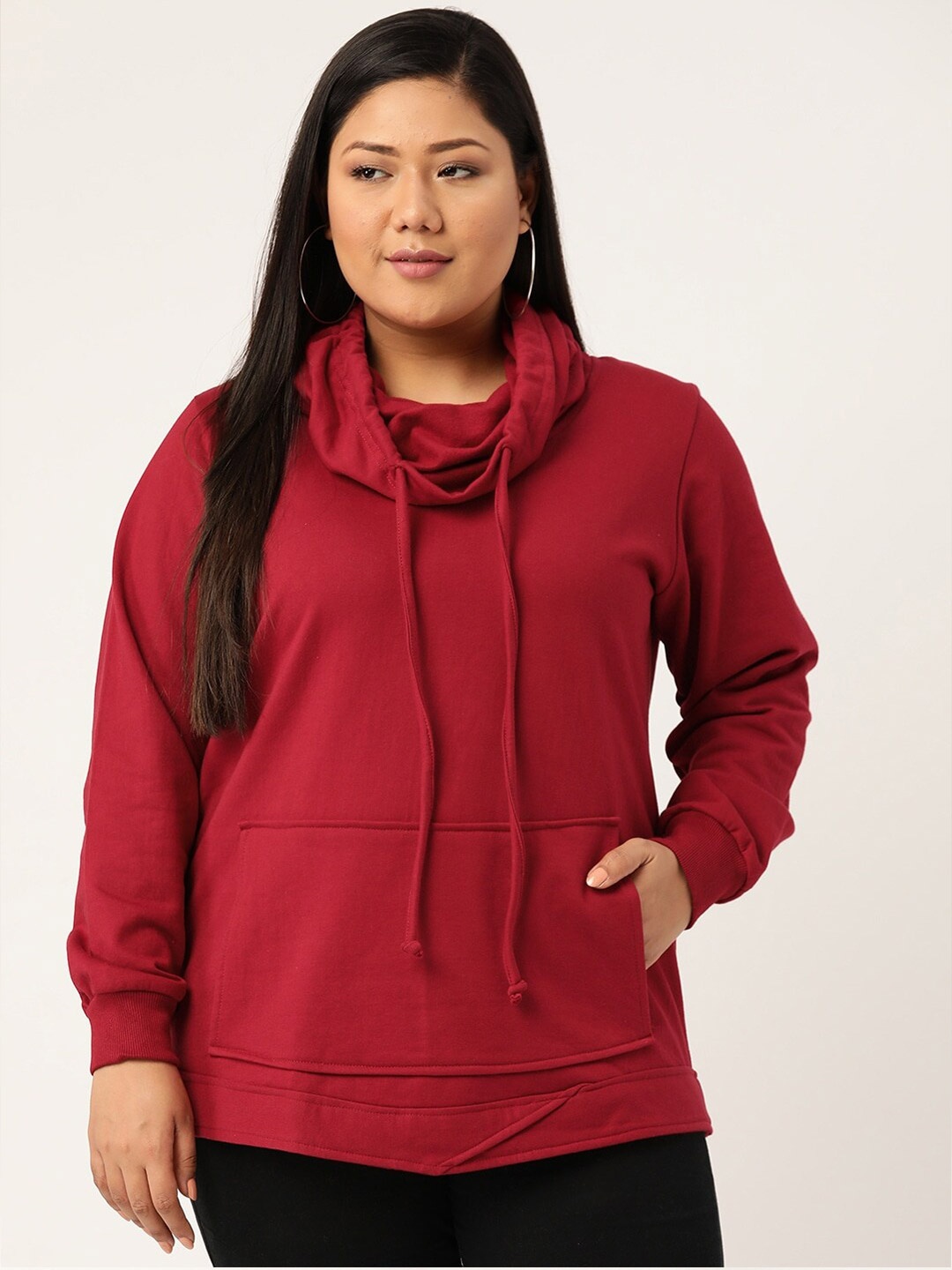 

theRebelinme Women Maroon Hooded Sweatshirt