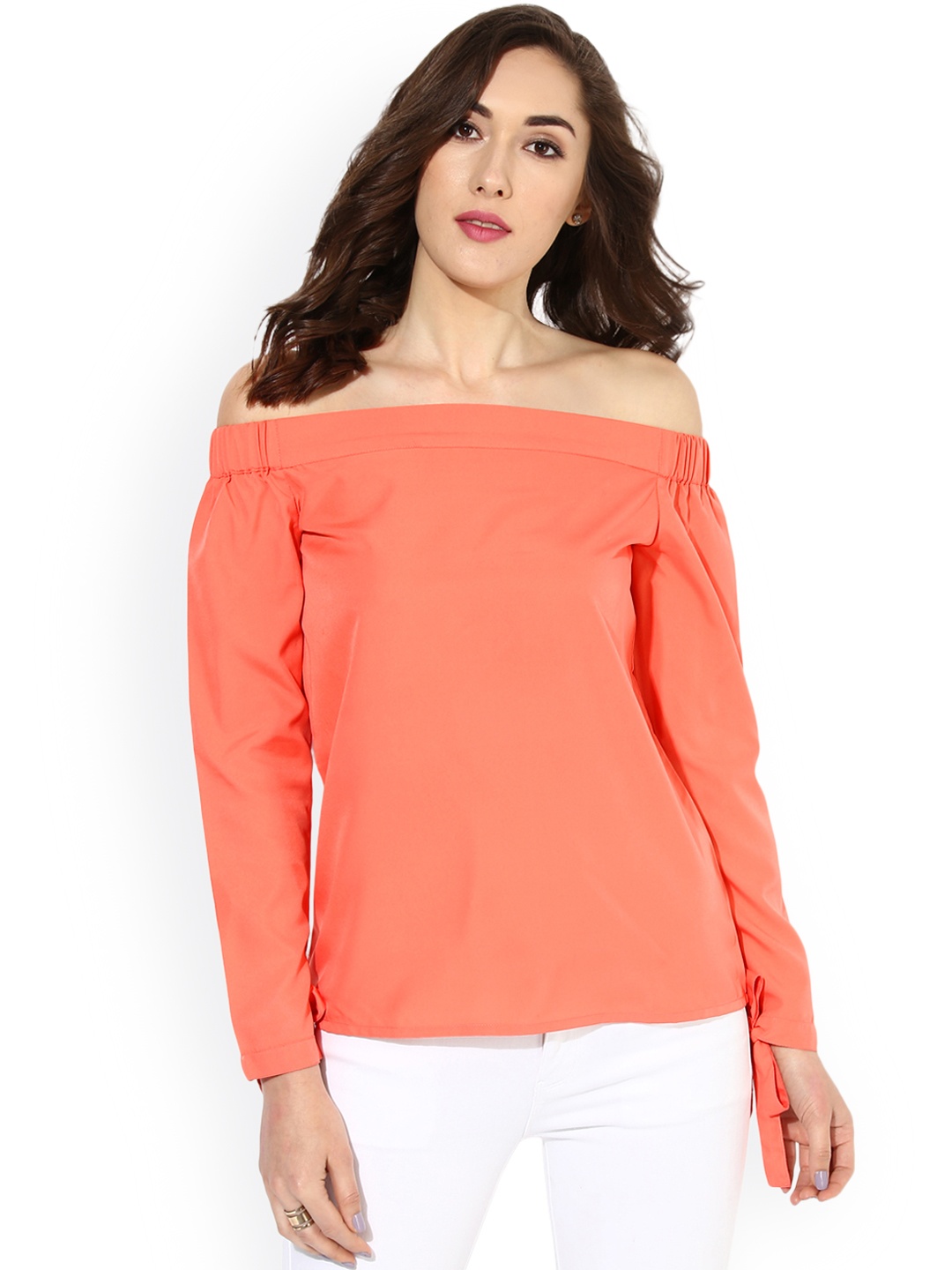 

Besiva Women Orange Solid Off-Shoulder Top