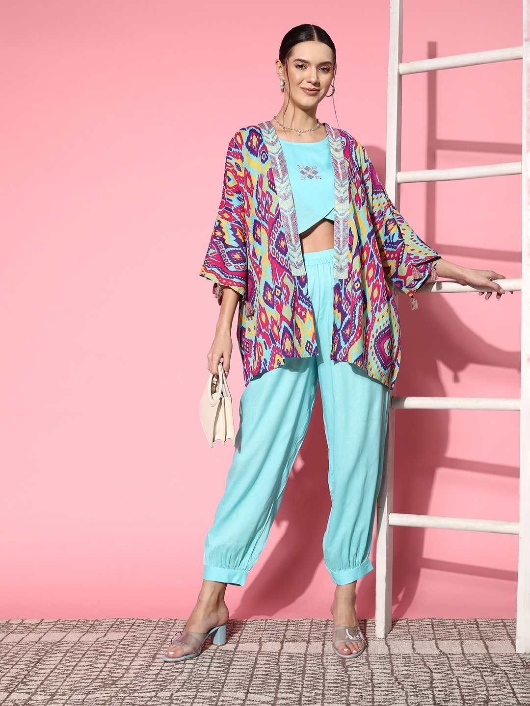 

Sangria Striking Blue High-Low Hem Transitional Layers Co-Ords