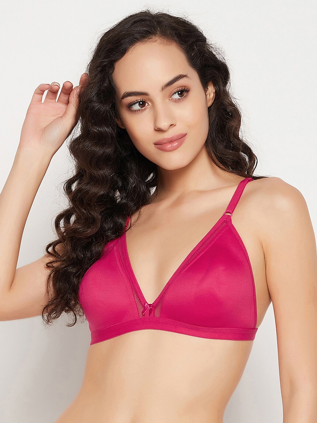 

Clovia Pink Non-Wired Plunge Bra - Lightly Padded