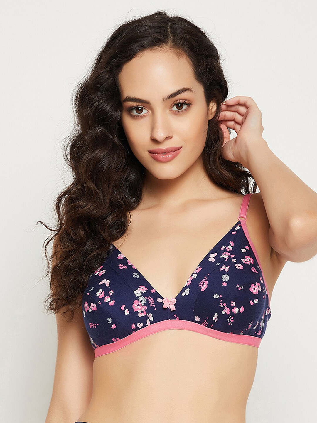 

Clovia Women Blue & Pink Floral Cotton Bra