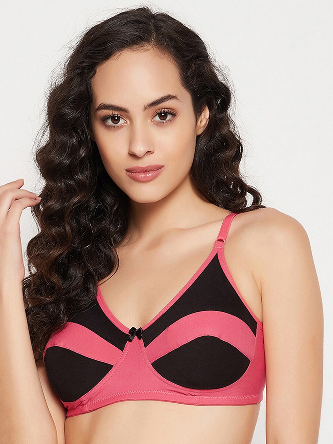 

Clovia Women Pink & Black Cotton Bra