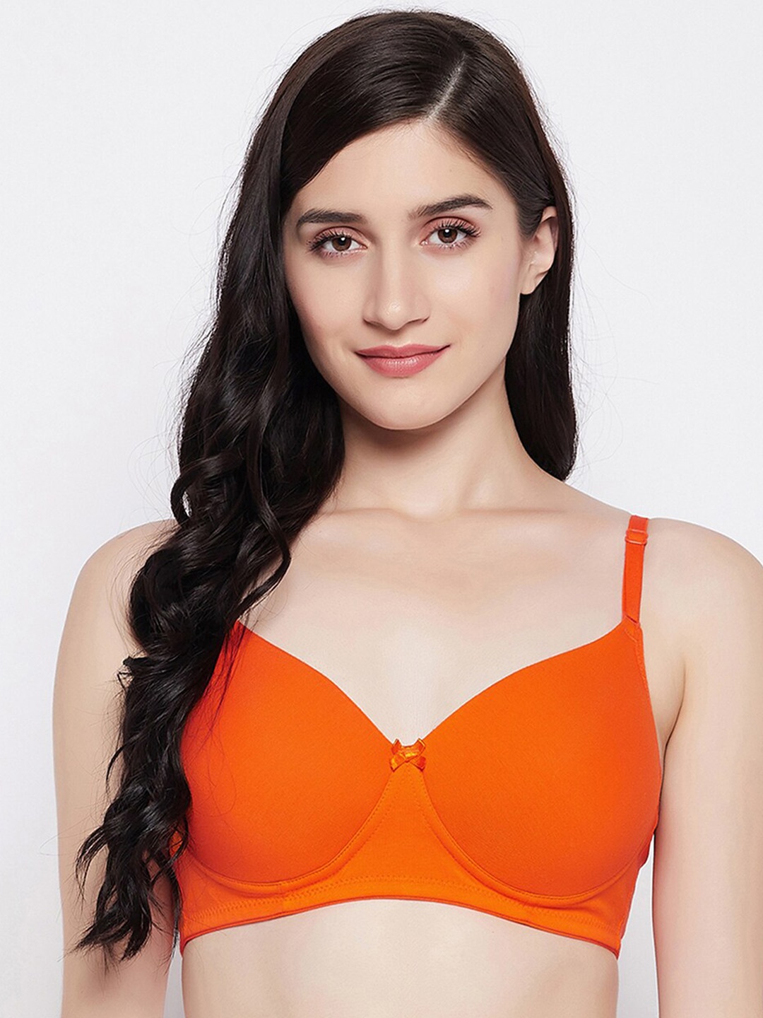 

Clovia Padded Non-Wired Cotton Demi Cup Multiway T-shirt Bra, Orange