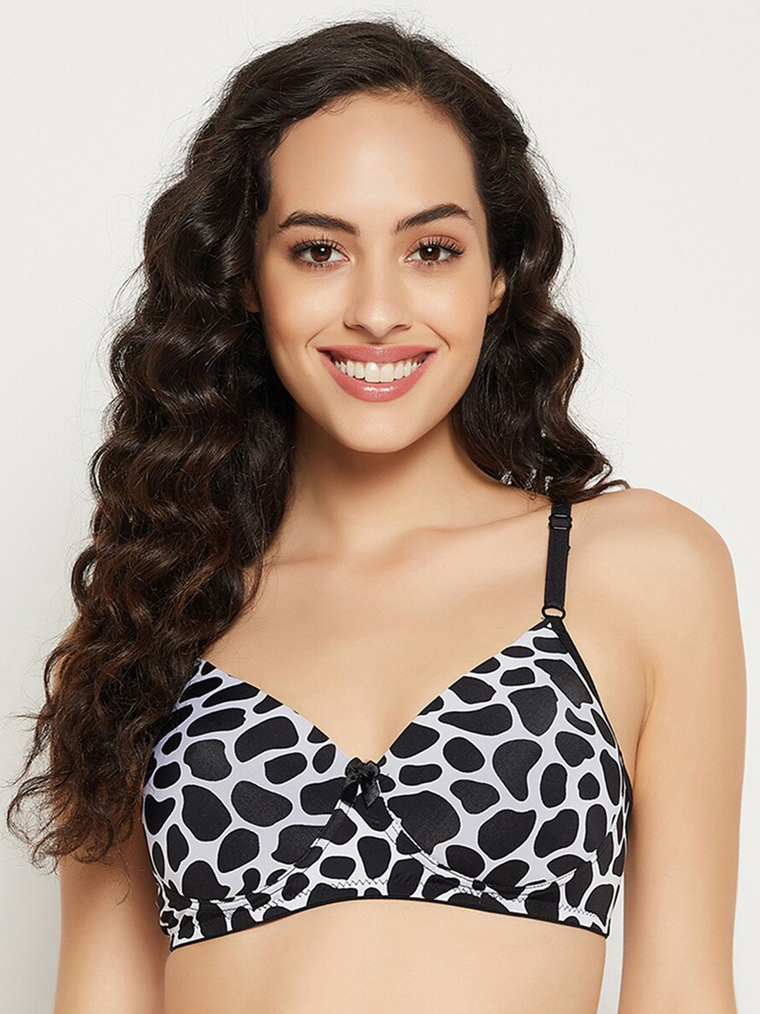 

Clovia Black & White Animal Bra Lightly Padded