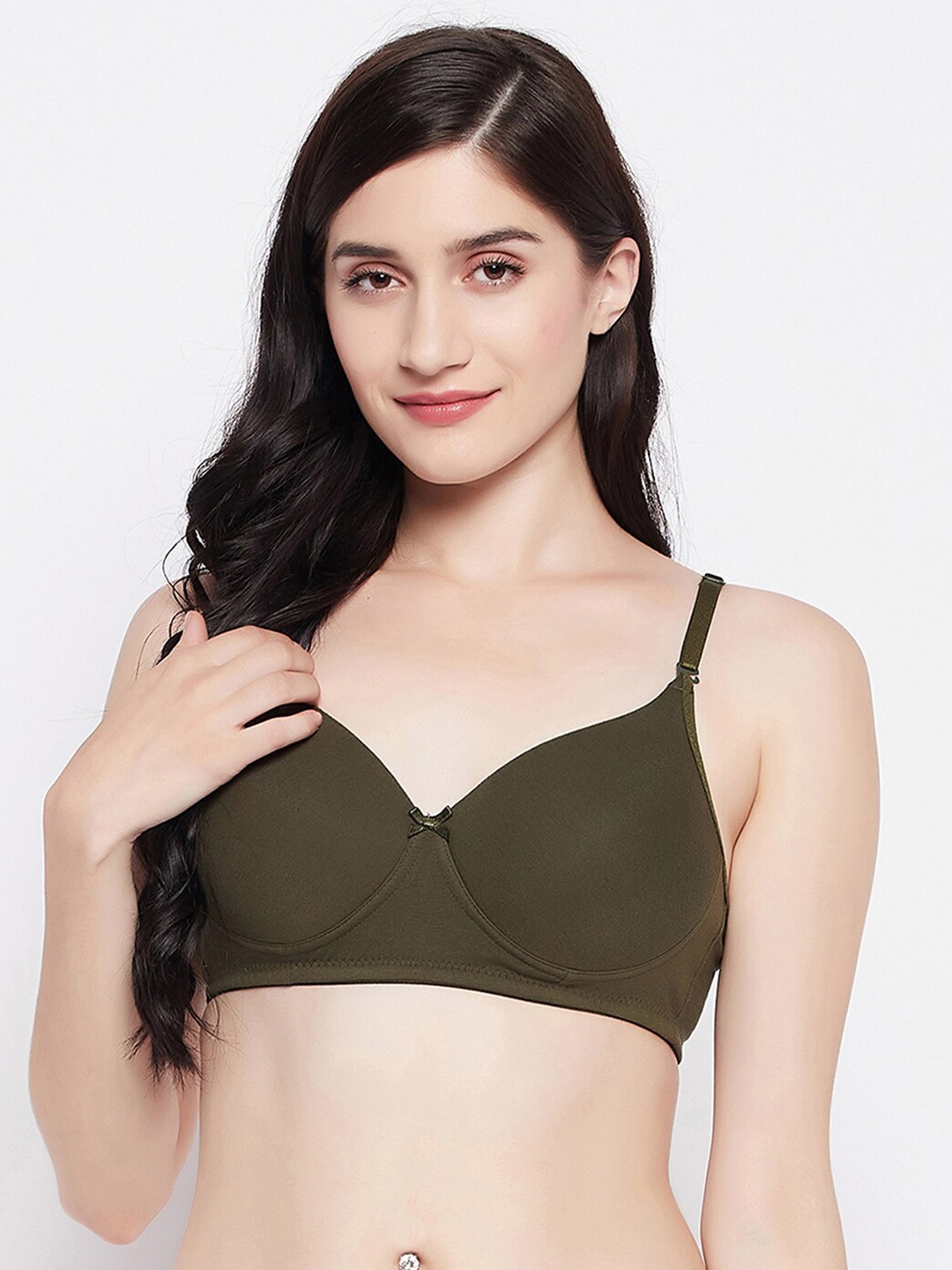 

Clovia Lightly Padded Non-Wired Cotton T-Shirt Bra, Green