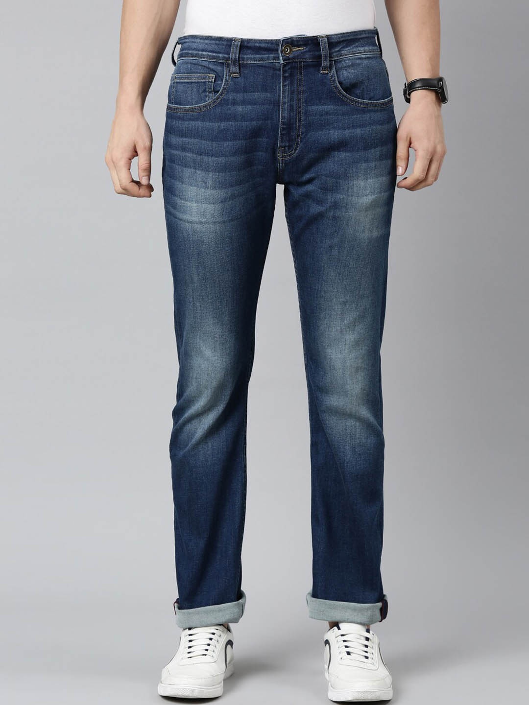 

American Bull Men Blue Bootcut Light Fade Jeans