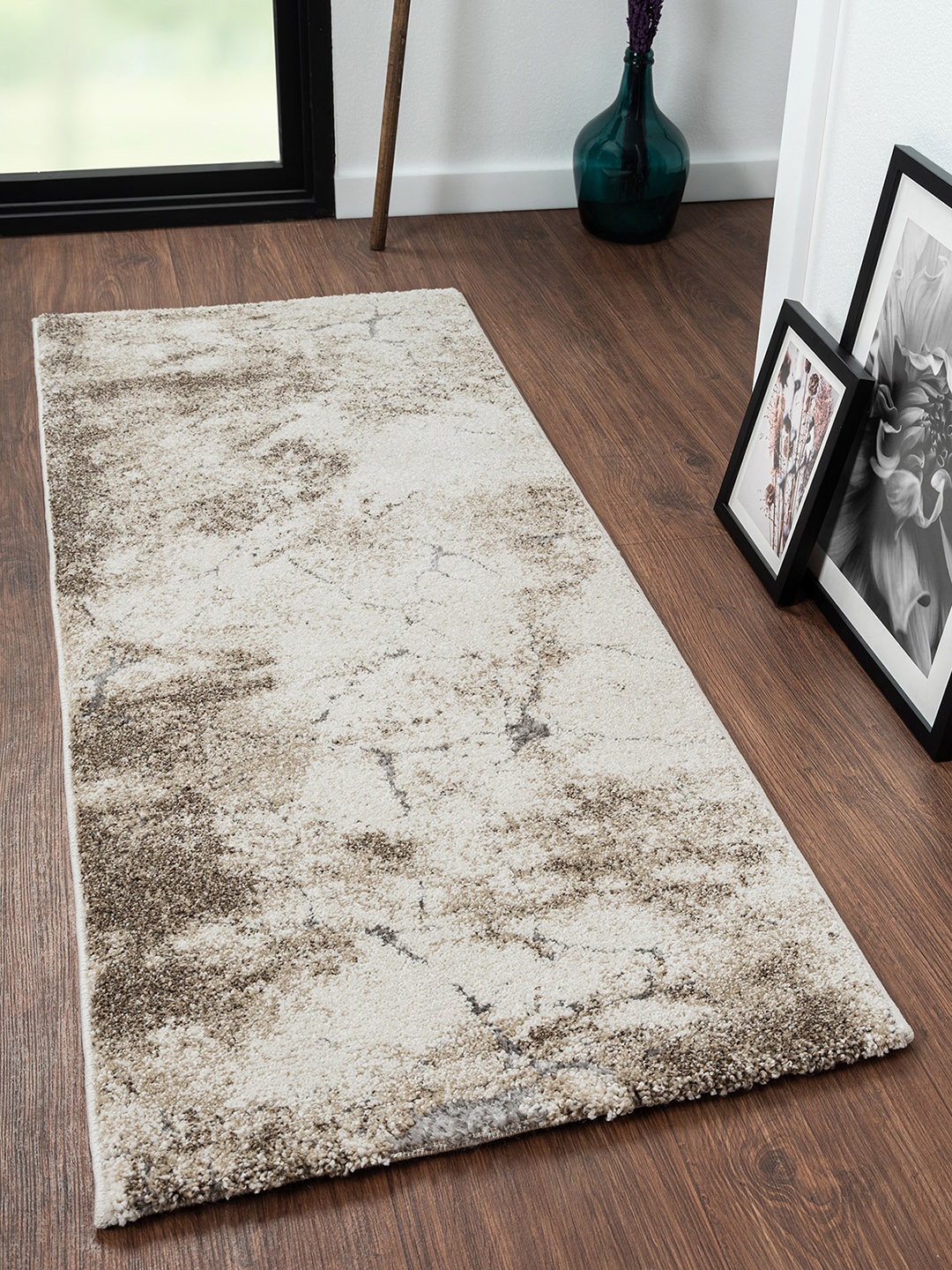 

OBSESSIONS Beige & White Textured Floor Runner