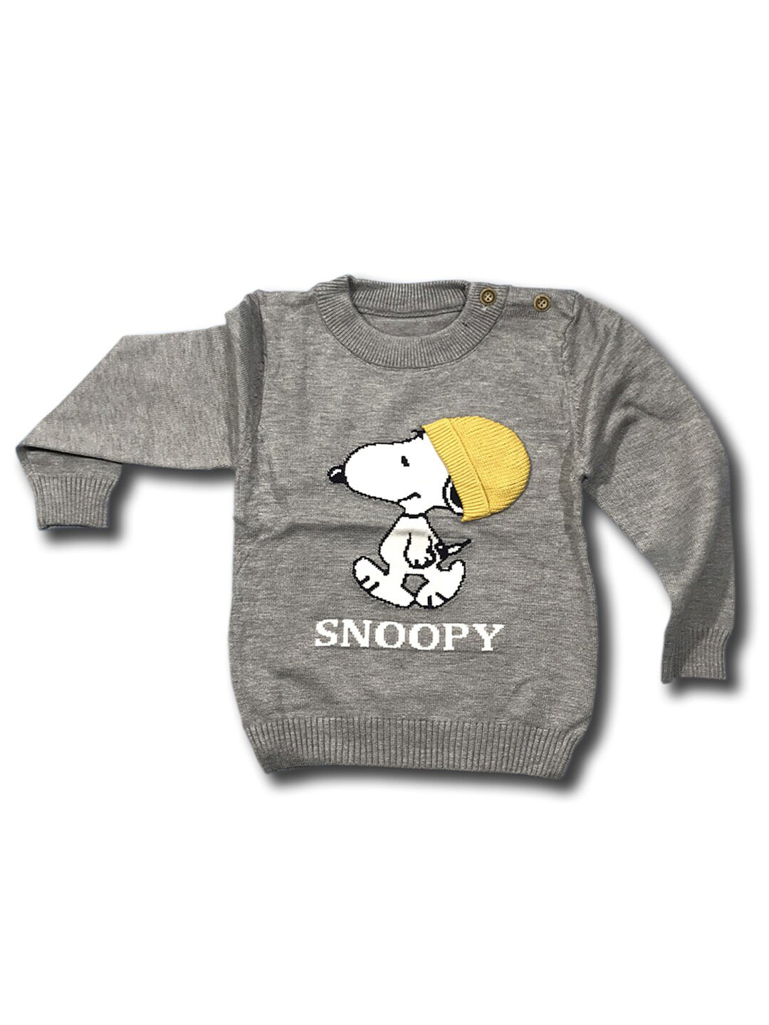 

Moms Home Kids Grey Printed Wool T-shirt